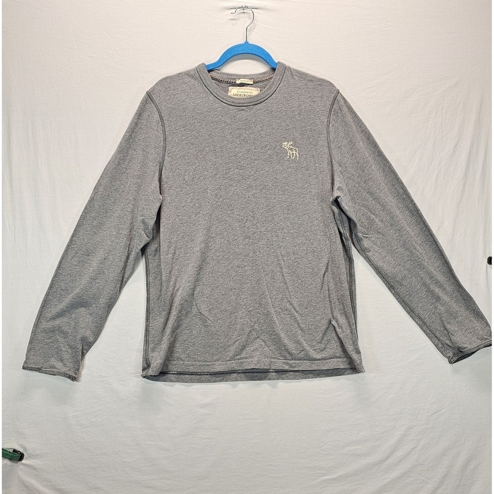 Vintage Abercrombie & Fitch Shirt‎ Mens XL Gray Muscle Fit Crewneck Moose Logo
